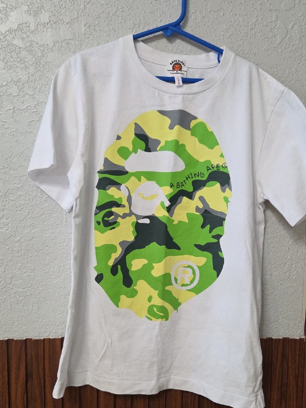 A Bathing Ape Kids' White Camo Face Logo Tee